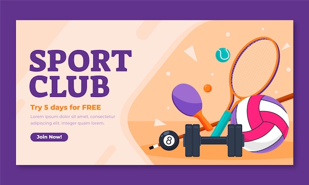 Gratis vector platte social media promo-sjabloon voor sportclub