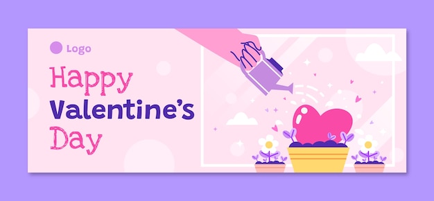 Gratis vector platte sociale media cover sjabloon voor valentijnsdag viering