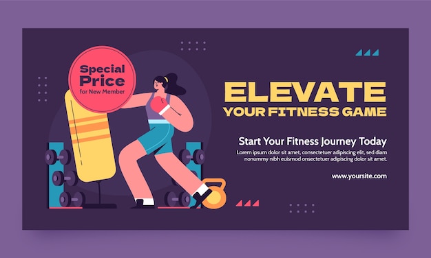 Gratis vector platte sociale media promosjabloon voor fitnesscentrum