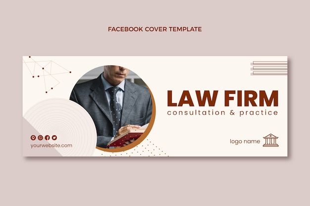 Platte sociale media voorbladsjabloon voor advocatenkantoor