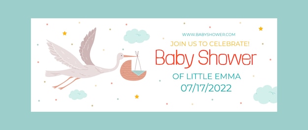 Gratis vector platte sociale media voorbladsjabloon voor baby shower