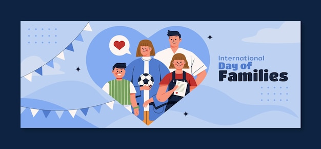 Gratis vector platte sociale media voorbladsjabloon voor internationale dag van de familieviering