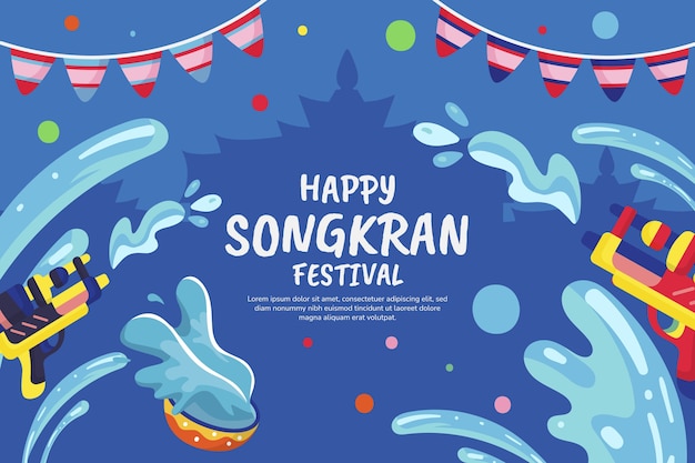 Gratis vector platte songkran-achtergrond