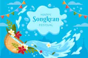 Gratis vector platte songkran-achtergrond