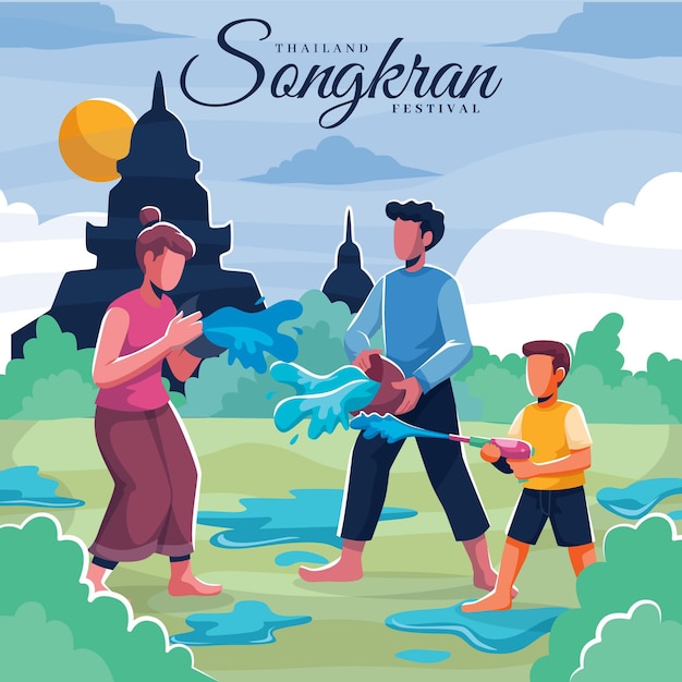 Gratis vector platte songkran illustratie