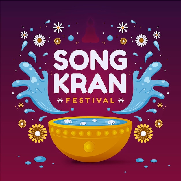 Platte songkran illustratie