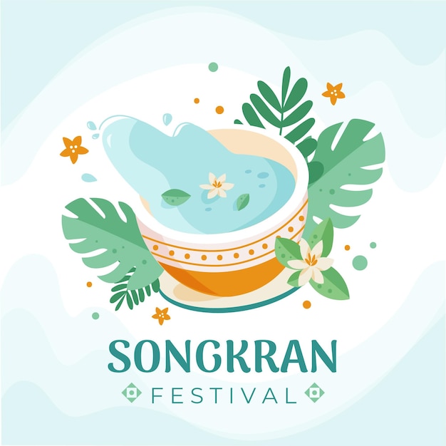 Platte songkran viering illustratie