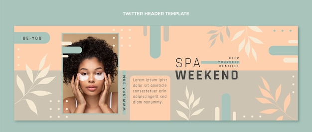 Gratis vector platte spa twitter header