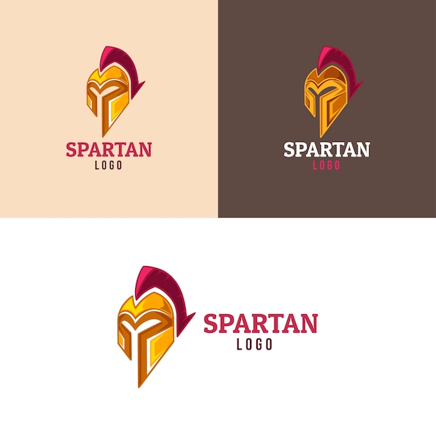 Gratis vector platte spartaanse helm logo sjabloon