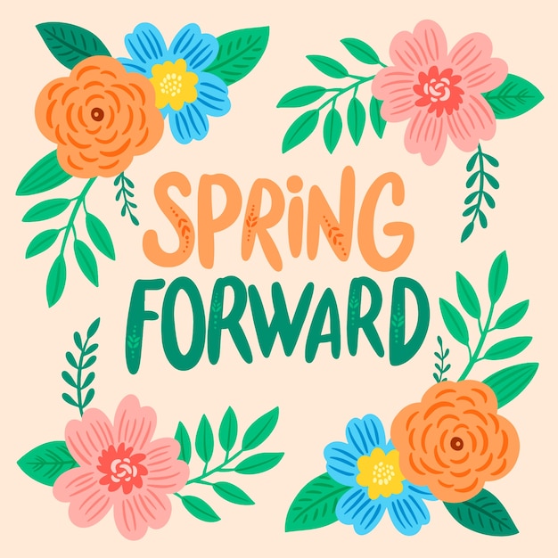 Platte spring forward belettering