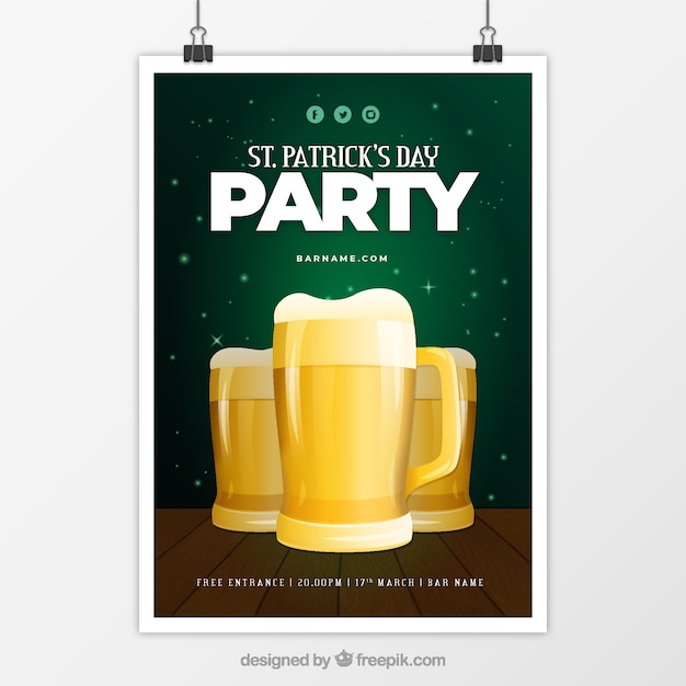 Gratis vector platte st. patrick's dag flyer / poster