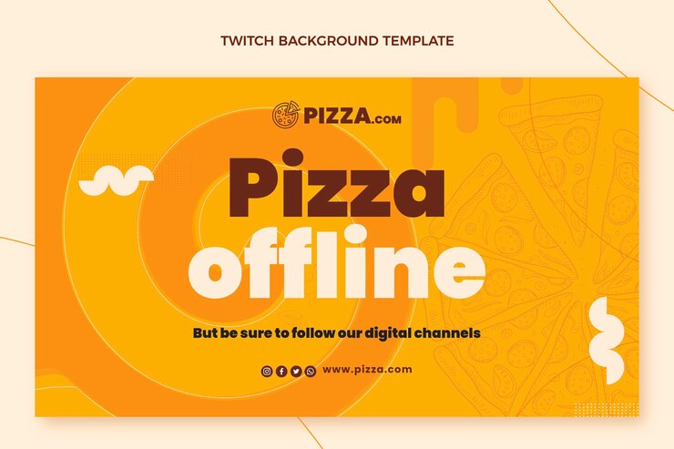 Gratis Vector platte stijl pizza twitch achtergrond