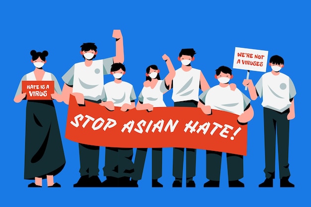 Platte stop aziatische haat illustratie