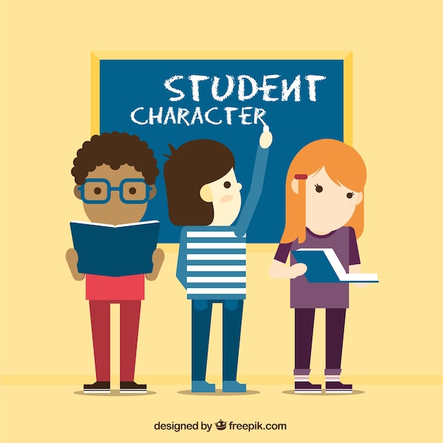 Gratis vector platte student characters set