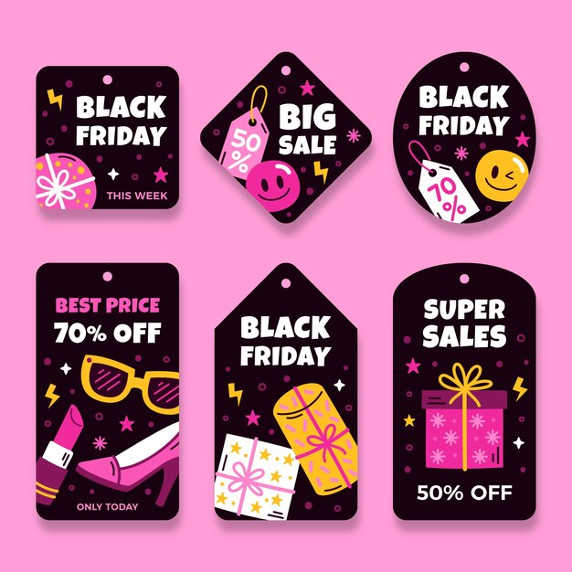 Platte tag banner illustratie voor black friday-verkoop