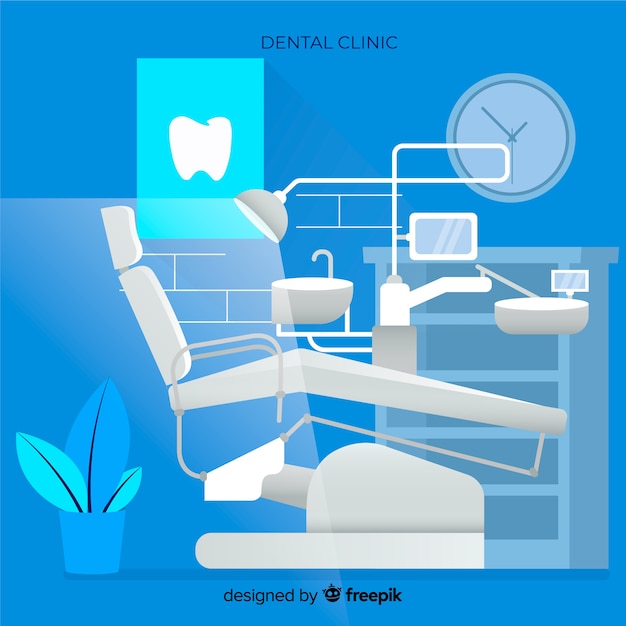 Gratis vector platte tandheelkundige kliniek achtergrond