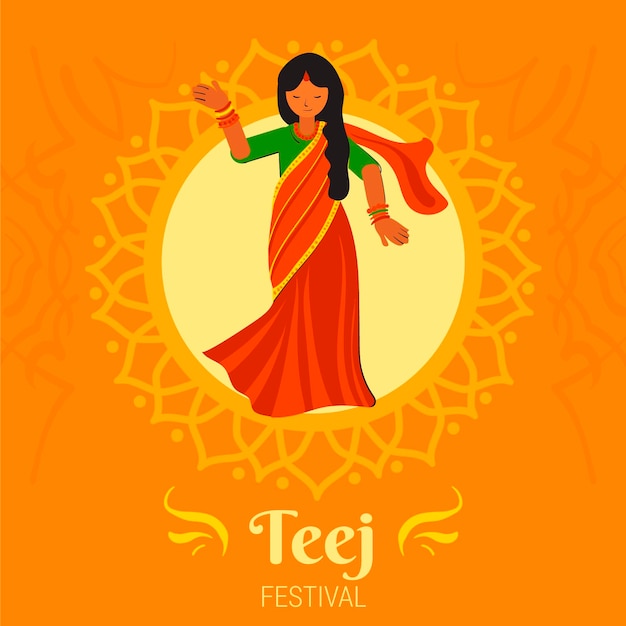 Gratis vector platte teej festival illustratie