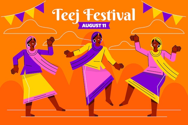 Gratis vector platte teej festival illustratie