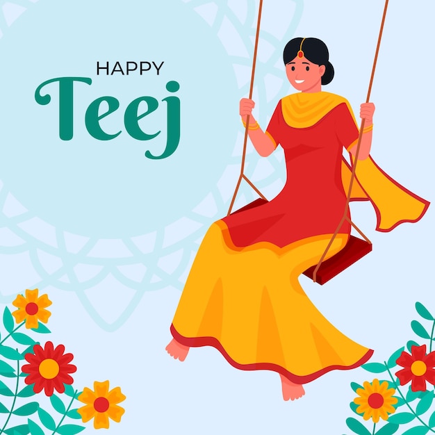 Gratis vector platte teej festival illustratie