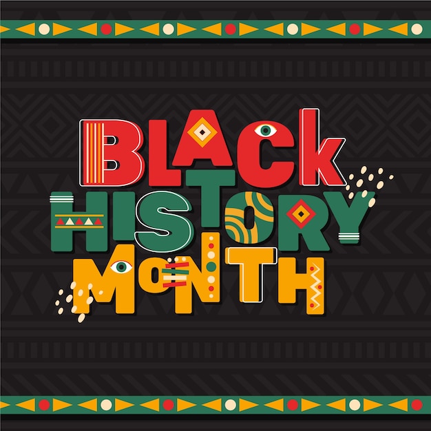 Gratis vector platte tekstillustratie voor de black history month-viering