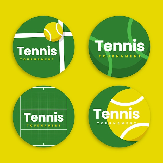Gratis vector platte tennislabels collectie