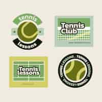 Gratis vector platte tennislabels collectie