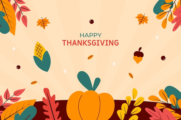 Gratis vector platte thanksgiving achtergrond