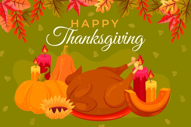 Gratis vector platte thanksgiving achtergrond