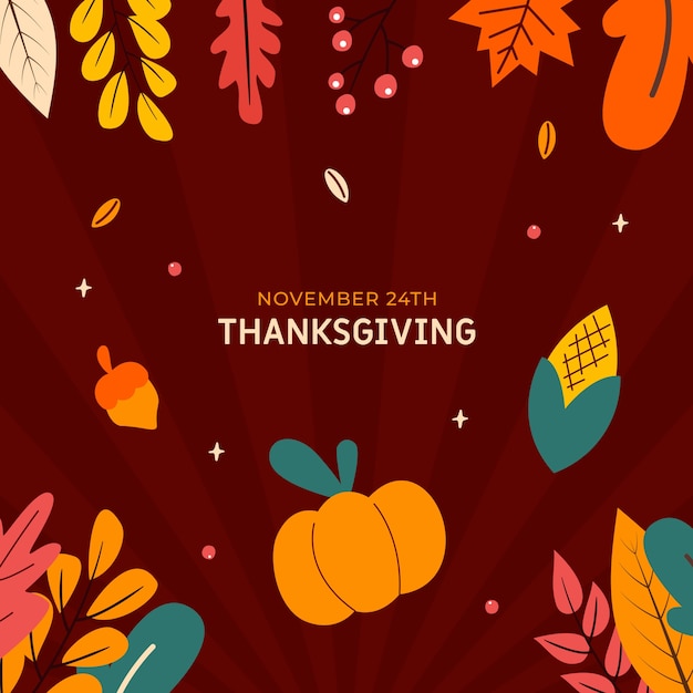 Gratis vector platte thanksgiving-illustratie