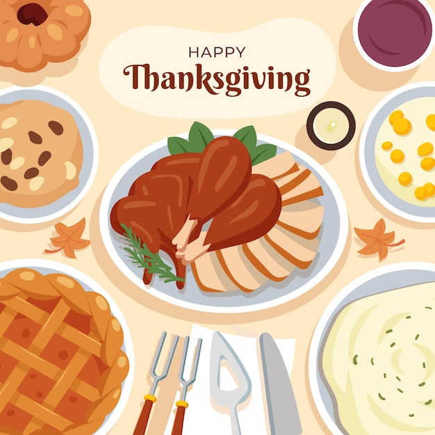 Platte thanksgiving-illustratie