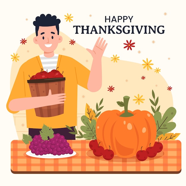 Gratis vector platte thanksgiving-illustratie