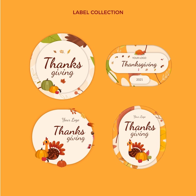 Platte thanksgiving-labelscollectie