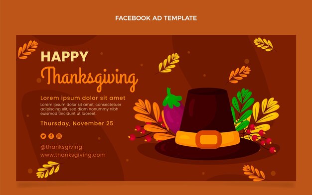 Gratis vector platte thanksgiving social media promosjabloon