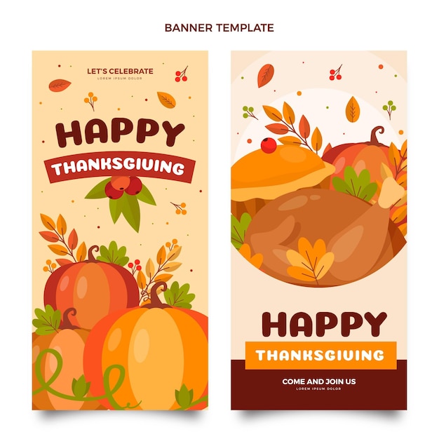 Gratis vector platte thanksgiving verticale banners set