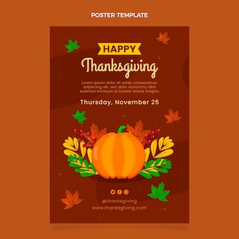 Platte thanksgiving verticale postersjabloon
