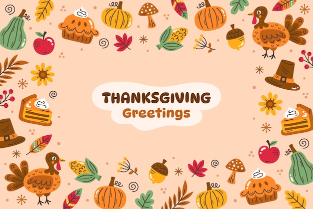 Gratis vector platte thanksgiving viering achtergrond