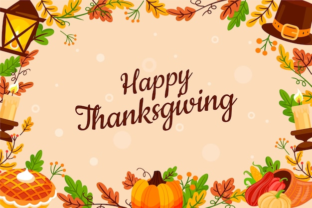 Gratis vector platte thanksgiving viering achtergrond