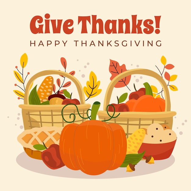Gratis vector platte thanksgiving viering illustratie