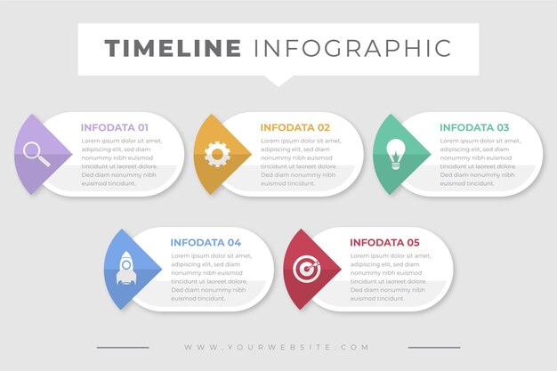 Platte tijdlijn infographic sjabloon