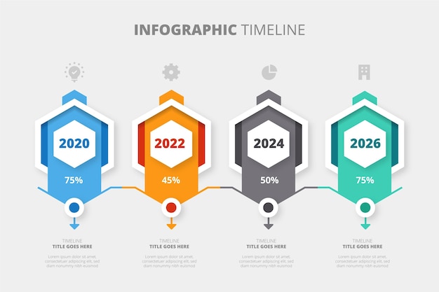 Platte tijdlijn infographic sjabloon