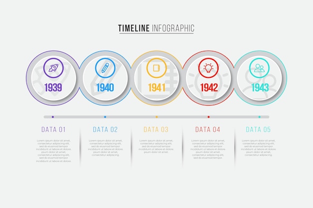 Platte tijdlijn infographic sjabloon