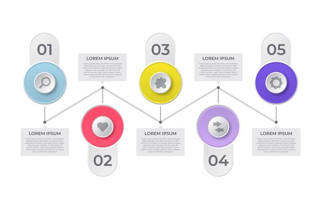 Platte tijdlijn infographic sjabloon