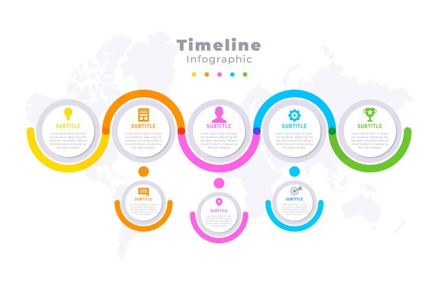 Platte tijdlijn infographic