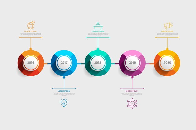 Platte tijdlijn zakelijke infographic