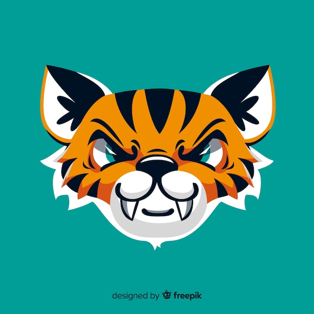 Gratis vector platte tijgerkop