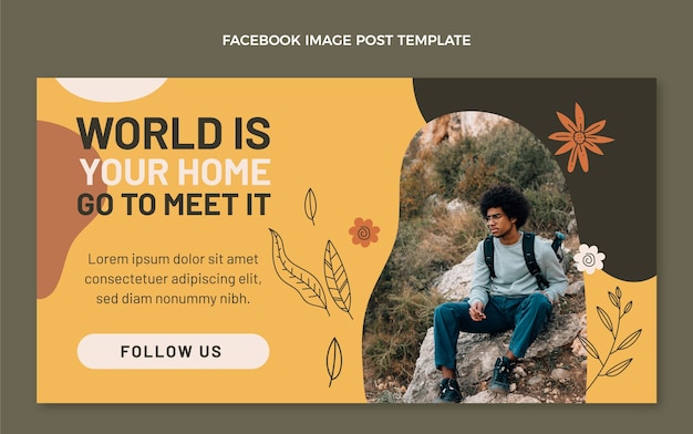 Gratis vector platte trekking social media postsjabloon