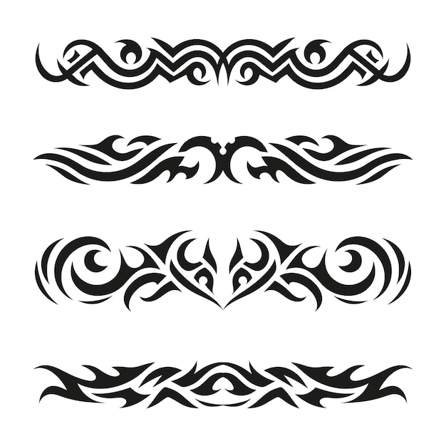 Gratis vector platte tribal tattoo randen collectie