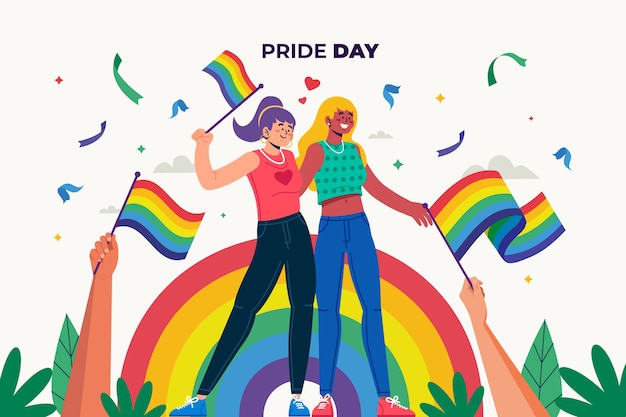 Gratis vector platte trots maand lgbt achtergrond