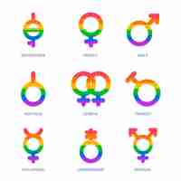 Gratis vector platte trots maand lgbt symbolen collectie