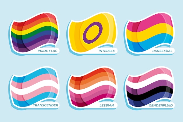 Gratis vector platte trots maand lgbt vlaggen collectie